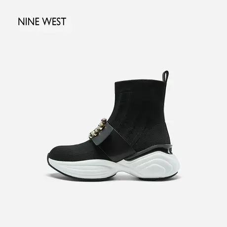 Nine West/玖熙原创陨洞钻扣弹力靴女秋冬新款时尚老爹鞋厚底商品大图