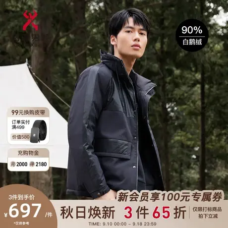 【白鹅绒】劲霸男装男士外套秋冬科技充电帅气短版茄克羽绒服商品大图