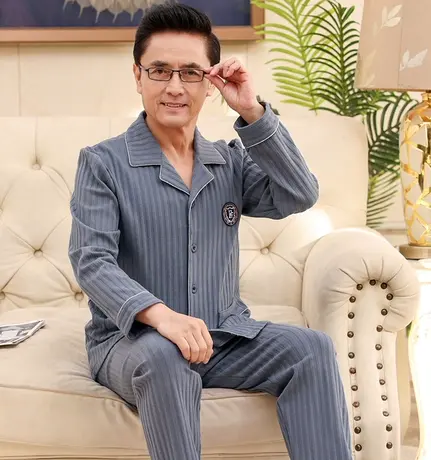 南极人纯棉睡衣男士春秋季长袖中老年爸爸家居服套装2023年新款冬图片