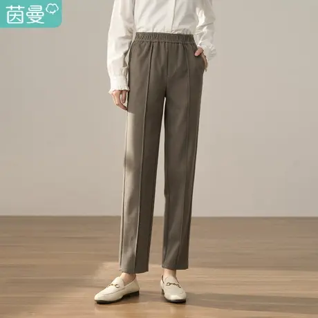 【商场同款】茵曼2023冬女装新款田园百搭橡筋腰头显瘦宽松休闲裤商品大图