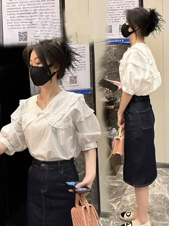 白色短袖衬衫女设计感小众2023夏季新款韩版宽松百搭洋气衬衣上衣商品大图