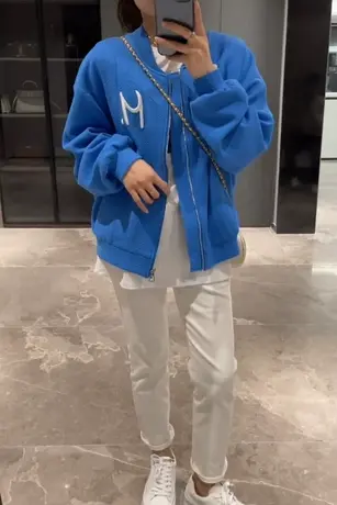 减龄洋气韩版ins连帽开衫卫衣女2023春秋季新款韩版休闲宽松外套商品大图