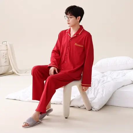 猫人秋冬季男士睡衣2023新款纯棉长袖春秋款长袖家居服套装可外穿图片