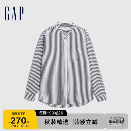 Gap男装秋季2023新款宽松廓形府绸长袖衬衫789388通勤休闲上衣图片