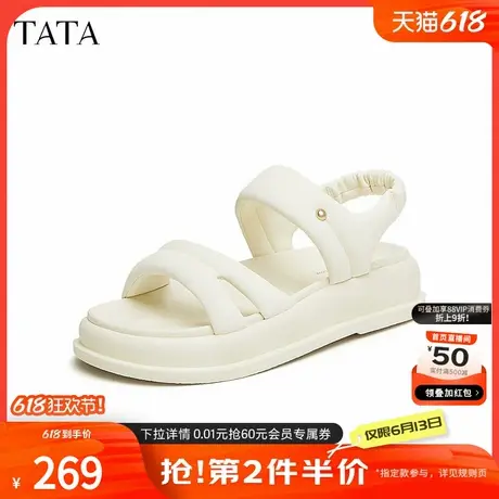 Tata他她厚底一字带凉鞋女鞋软底休闲时装凉鞋子夏季新款DWFL1BL4商品大图