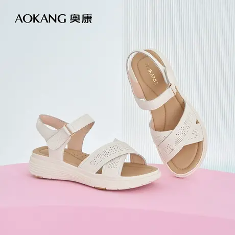 奥康女鞋 夏季新款简约百搭厚底休闲女士凉鞋中老年舒适妈妈凉鞋商品大图