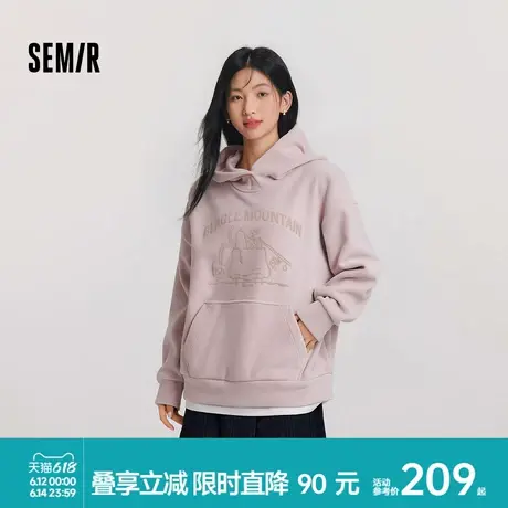 [商场同款]森马史努比系列卫衣女中长款图案2024新款oversize冬装图片