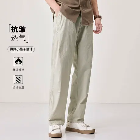 夏季抗皱冰丝速干透气直筒休闲裤男2025新款简约宽松大码薄款裤子商品大图