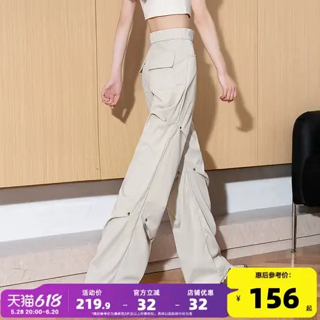唐狮美式高街铆钉工装裤女春季新款设计感显瘦宽松阔腿休闲裤子GT图片