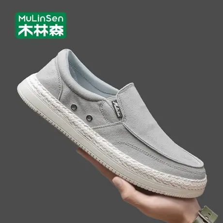 木林森布鞋男老北京夏季透气运动工地休闲一脚蹬高档外穿耐磨男鞋商品大图