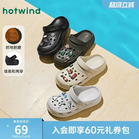 热风男鞋2025年夏季新款男士时尚卡通趣味洞洞拖鞋沙滩外穿凉拖商品大图