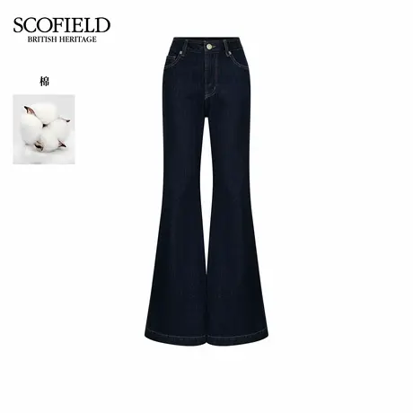 【含棉】Scofield女装时髦复古喇叭高腰牛仔裤皮标2025秋季新品商品大图
