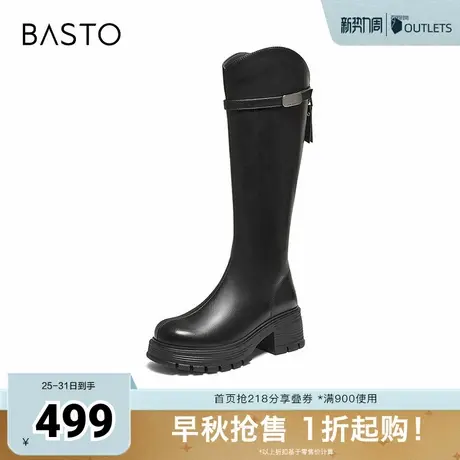 百思图2025冬季新款商场同款骑士靴时尚潮流街头女长靴BV235DG5图片