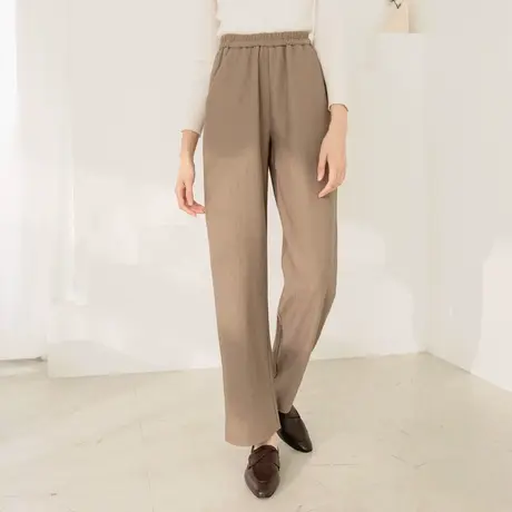 桔熊秋冬季休闲肌理感高腰松紧口袋遮肉直筒裤子女大码BA6966商品大图