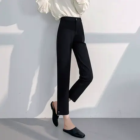 直筒西装裤女职业2024年春秋季新款通勤黑色西裤小个子九分烟管裤商品大图