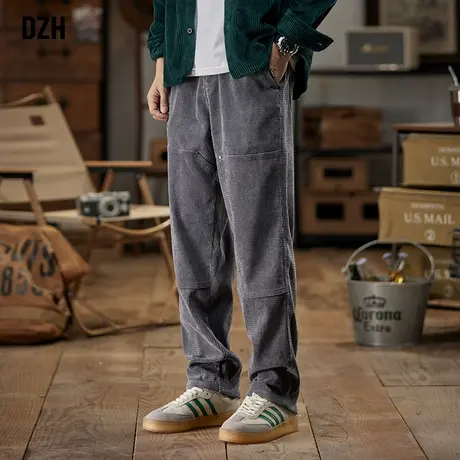 男士美式灯芯绒裤子男款秋季潮牌高街休闲裤束脚2023新款长裤百搭商品大图