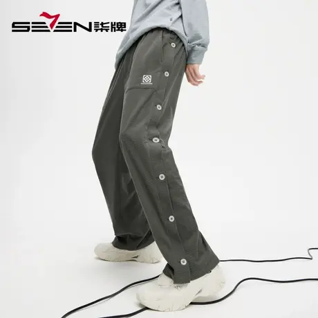 柒牌旗下清仓潮牌SVNMDN男士松紧带休闲裤2022秋季直筒纽扣长裤子商品大图