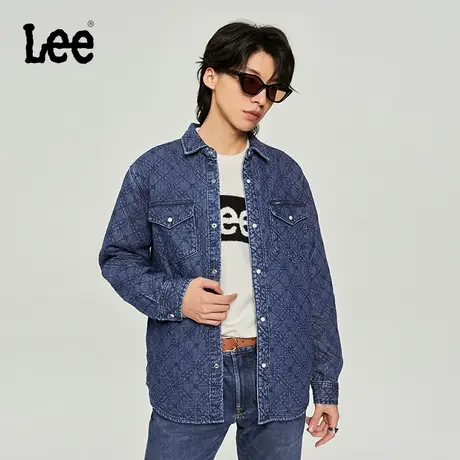 Lee商场同款23秋冬新品舒适版深蓝色薄款牛仔棉服男LMT0063215FQ图片