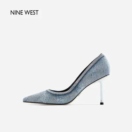 Nine West/玖熙高跟鞋细跟磨毛牛仔螺丝跟气质秋新款尖头气质单鞋商品大图