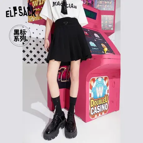 妖精的口袋黑色jk百褶裙女2023夏季新款高腰a字半身裙小个子短裙图片