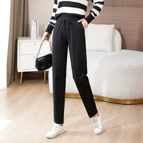 裤子女2024新款春秋高腰显瘦休闲裤大码宽松哈伦裤中年妈妈裤女裤商品大图