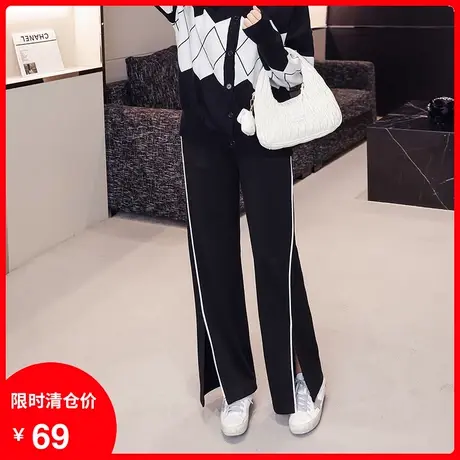 大码女装胖妹妹2024年春季新款显瘦百搭休闲宽松显瘦胖MM长裤图片