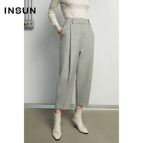 INSUN恩裳冬季宽松休闲羊毛西装裤商品大图