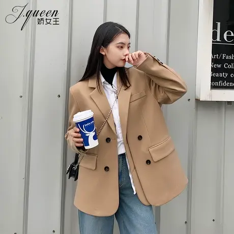 毛呢外套女短款小个子秋冬新款加厚西装宽松英伦气质时尚呢子大衣商品大图