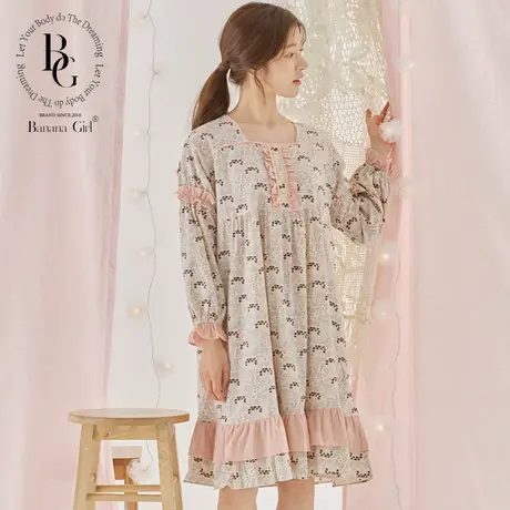 Bananagirl睡衣女2021年新款春秋女士连衣裙可爱甜美睡裙长袖裙子商品大图