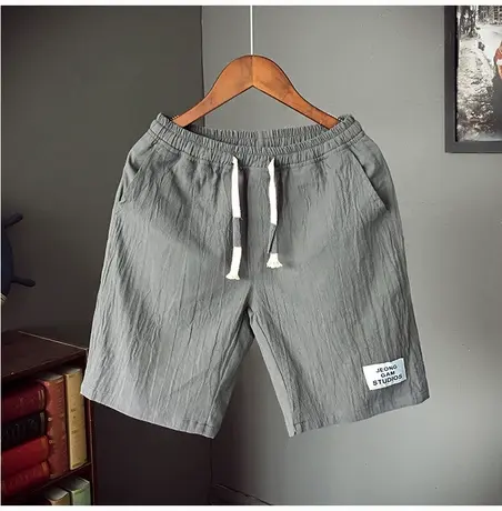 棉麻短裤男加肥加大码中5五分裤夏季天休闲潮胖宽松薄款日系透气商品大图