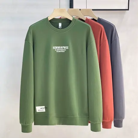 棉质男士圆领卫衣男2023秋冬季简约潮流微宽松休闲套头长袖上衣商品大图