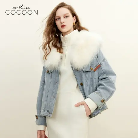 missCOCOON狐狸毛皮皮草2023冬装新款女装式怀旧派克皮草外套女图片