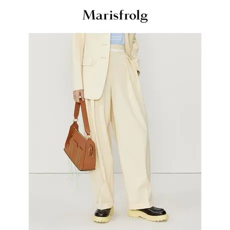 【职场通勤系列】玛丝菲尔休闲裤春季新款蛋型羊毛西装裤商品大图