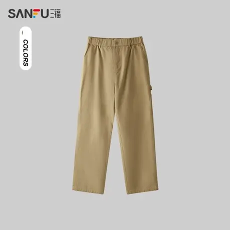 三福2024春季男士后幅拼接设计休闲裤 运动风宽松长裤男482509商品大图
