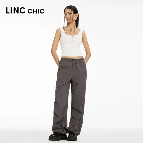 LINCCHIC金羽杰休闲裤女宽松直筒降落伞长裤女户外穿搭S241PA103Y图片