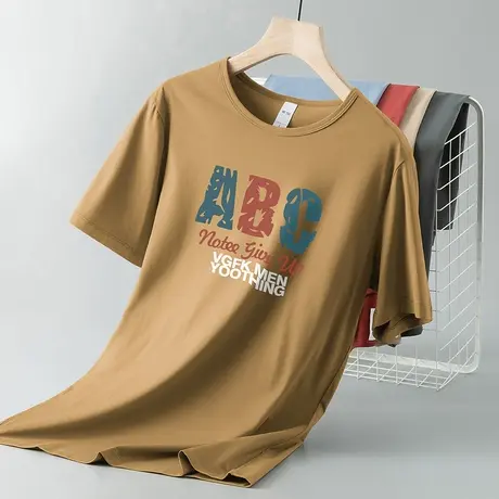 莫代尔短袖t恤男装2024新款冰丝凉感速干体恤衫潮流夏季印花半袖商品大图