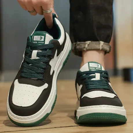 男鞋春秋款2024新款潮牌高级感黑白熊猫休闲板鞋真皮运动百搭潮鞋商品大图