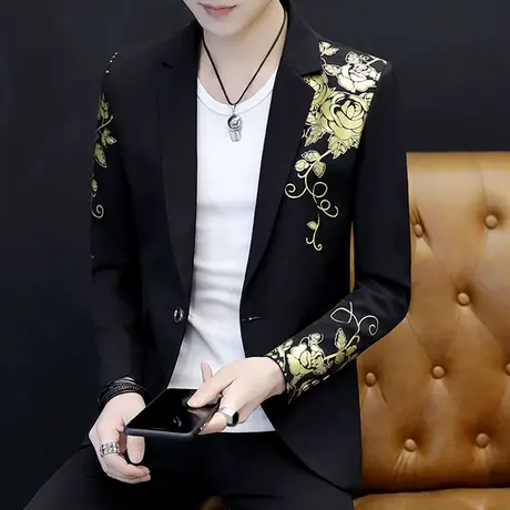 男士个性小西装青年韩版潮流修身型单西外套秋季男装休闲单件西服商品大图