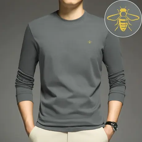 重磅纯棉t恤男长袖保暖加绒加厚内搭打底衫摇粒绒宽松全棉秋衣服图片