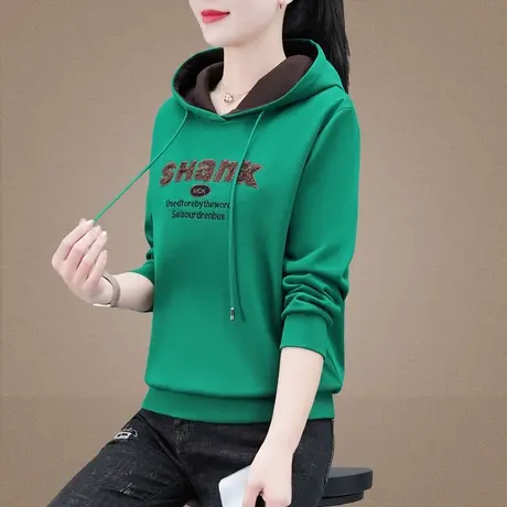 休闲连帽卫衣女春秋2023年新款时尚修身显瘦长袖上衣洋气百搭外套商品大图