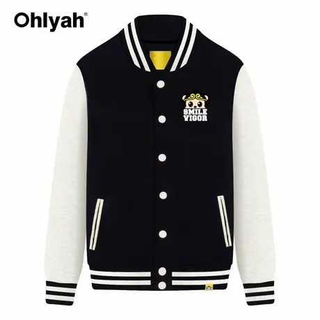 Ohlyah品牌韩版情侣休闲大码棒球服纯棉卫衣女装开衫夹克学生班服商品大图