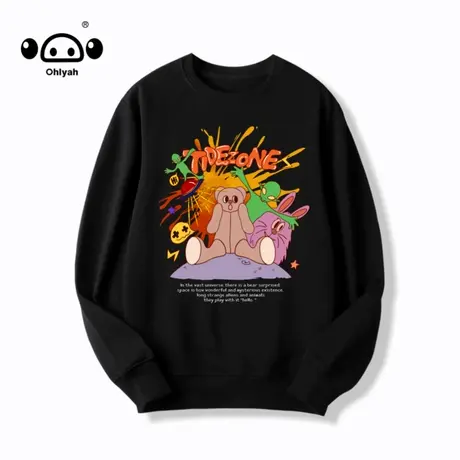 圆领卫衣女oversize甜酷慵懒风纯棉上衣情侣盐系炸街春秋薄款外套商品大图