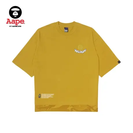 Aape旗舰店男装秋冬猿颜徽章立体压凸字母印花迷彩短袖T恤1400XXL商品大图