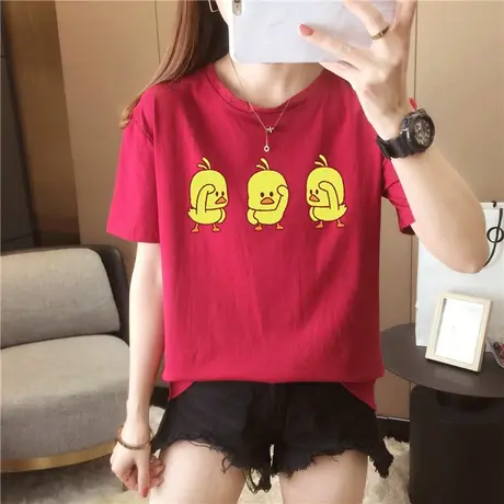 黑色短袖t恤女潮ins2023年新款夏季纯棉上衣小众设计感情侣装半袖商品大图