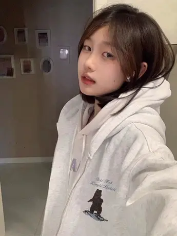 卫衣女2023春秋季宽松设计感小众上衣慵懒风连帽薄款开衫拉链外套商品大图