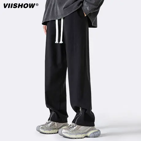 VIISHOW垂感裤子男春秋高街直筒拖地宽松阔腿休闲潮牌运动长裤商品大图