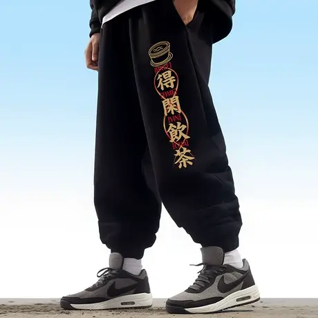 夏季运动裤宽松加肥加大码男款潮牌卫裤九分长裤胖人束脚裤春秋款商品大图