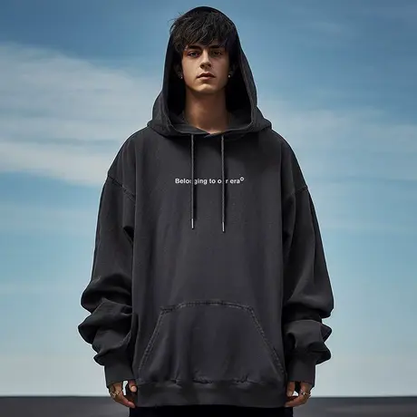 美式复古嘻哈大码卫衣连帽男装纯棉重磅做旧高街外套加绒春秋冬季商品大图