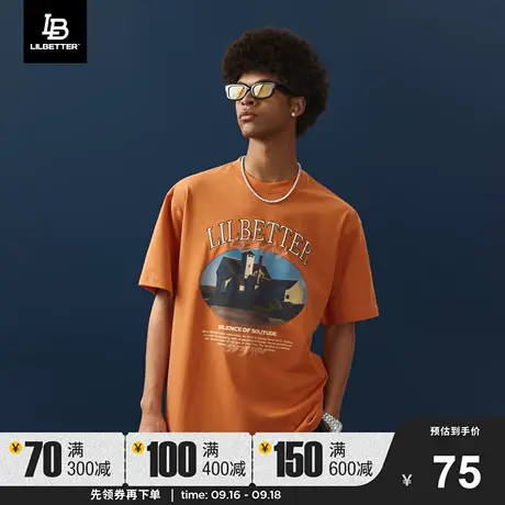 Lilbetter爱德华·霍普联名短袖夏季男款2023新款T恤美式刺绣半袖商品大图