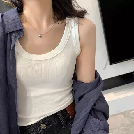 螺纹吊带防走光背心女夏季2022新款外穿西装打底紧身内搭无袖上衣图片